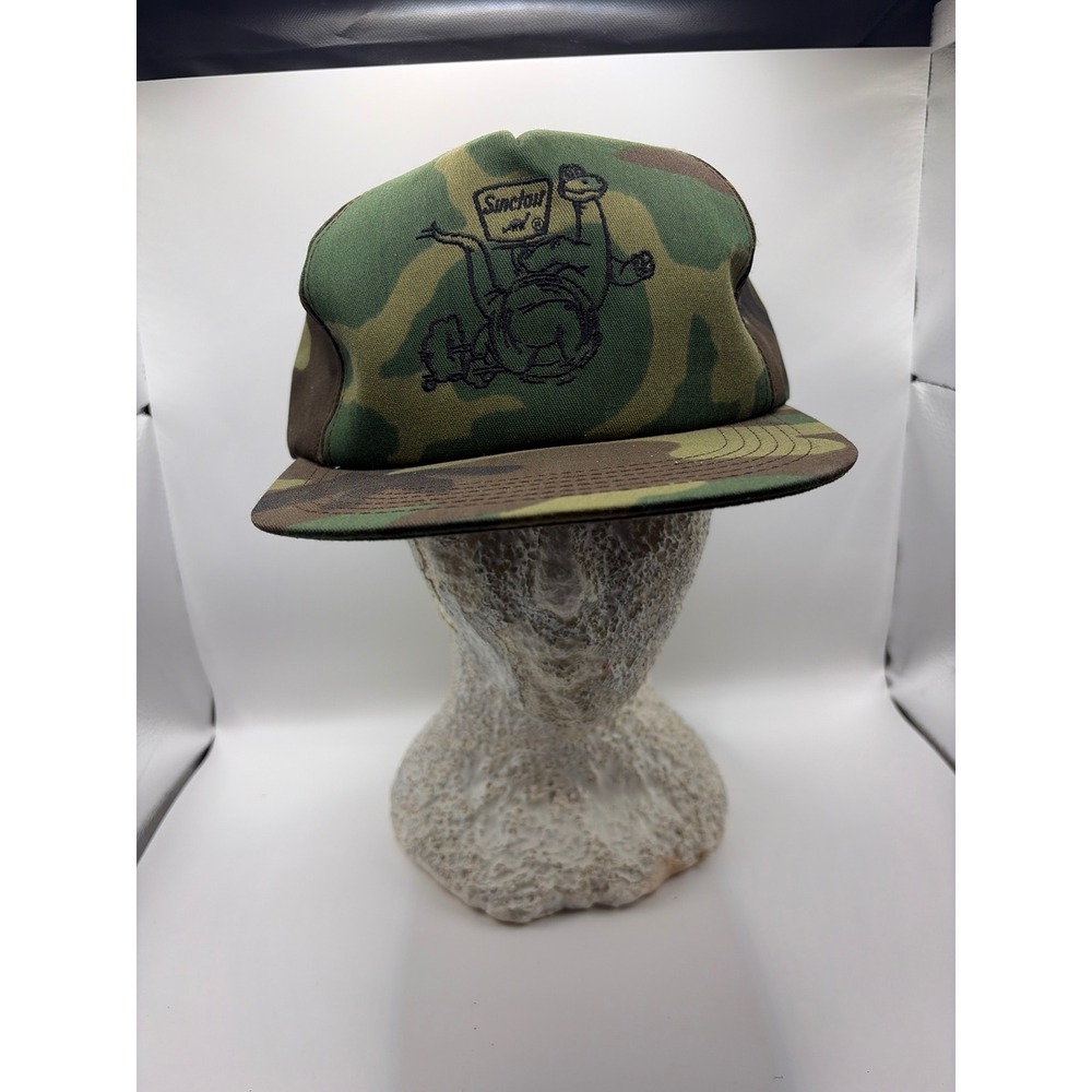 Vintage Sinclair Gas Oil Dinosaur‎ Camo Snapback Hat K-Products Made in USA Mens